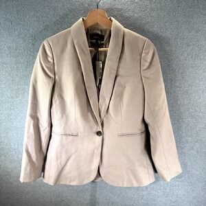 J.Crew Parke Blazer Women's 2P Beige Linen One Button Classic Shawl Lapel Formal